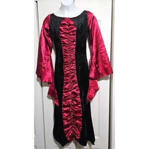 Girls Vampire Dress Costume Red Satin & Black Velvet Vampiress Gothic Halloween